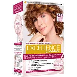 לוריאל – צבע שיער אקסלנס גוון 6.32 חום זהוב מעודן