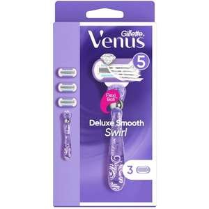 Gillette Venus Deluxe Smooth Swirl – ידית + 3 סכיני גילוח