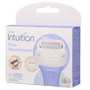 שיק – סכיני גילוח רב־פעמיים לנשים Intuition ארבעה להבים (3 סכינים)