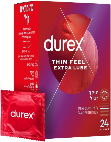 קונדומי לטקס דקים Thin Feel אקסטרה לוב דורקס – 24 יחידות