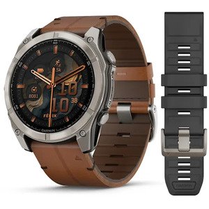 Garmin Fenix 8 AMOLED Sapphire 51mm – טיטניום / עור ערמון