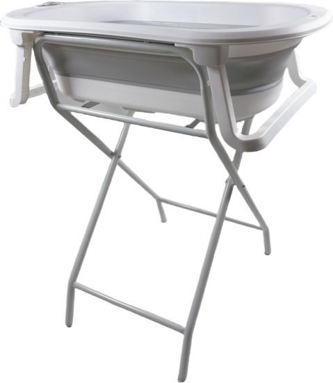 אמבטיה מתקפלת לתינוק עם מעמד וצינור ניקוז יאמאיו – אפור / לבן