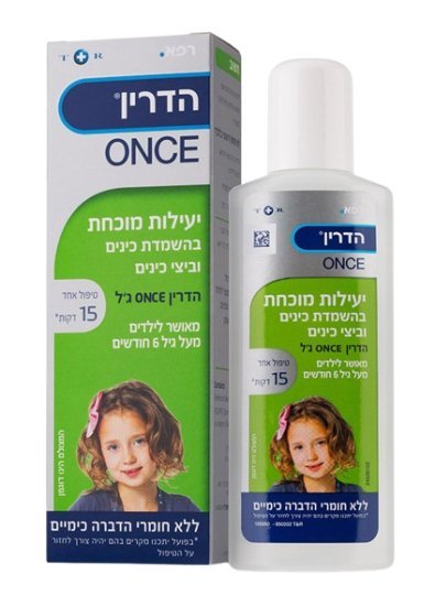 ג'ל להשמדת כינים לשיער קצר עד בינוני הדרין ONCE – 100 מ״ל
