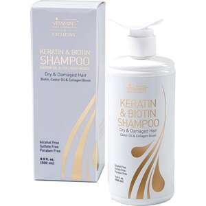 ויטמינס – שמפו קרטין + ביוטין לשיער יבש ופגום 500 מ״ל