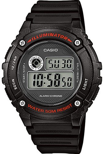 שעון יד דיגיטלי עם רצועת שרף Casio W-216H-1AVDF - צבע שחור