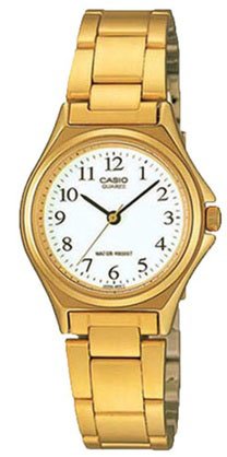 שעון יד אנלוגי לנשים עם רצועת Stainless Steel מוזהבת Casio LTP-1130N-7BRDF - צבע לבן