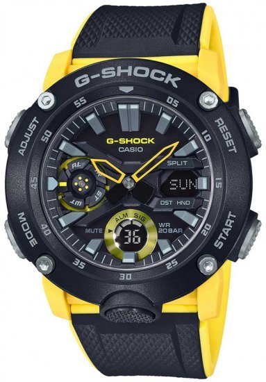 שעון יד אנלוגי-דיגיטלי משולב לגברים Casio G-Shock GA-2000-1A9DR - צבע שחור / צהוב