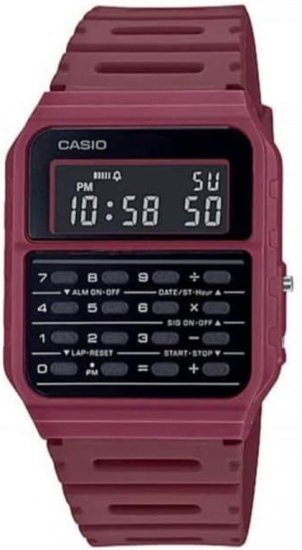 שעון יד דיגיטלי עם מחשבון Casio Vintage CA-53WF-4BDF - צבע אדום