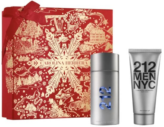 מארז בושם לגבר 100 מ''ל Carolina Herrera 212 NYC או דה טואלט E.D.T + ג'ל לאחר גילוח 100 מ''ל