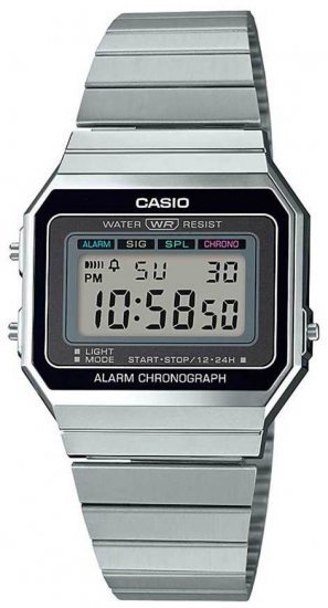 שעון יד דיגיטלי וינטאג' עם רצועת Stainless Steel כסופה Casio A700W-1ADF - צבע כסוף / שחור
