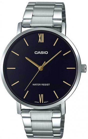 שעון יד אנלוגי לנשים עם רצועת Stainless Steel כסופה Casio LTP-VT01D-1BUDF - צבע שחור