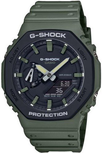 שעון יד אנלוגי-דיגיטלי משולב לגברים Casio G-Shock GA-2100SU-1AER - צבע ירוק