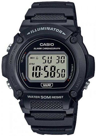 שעון יד דיגיטלי עם רצועת סיליקון Casio W-219H-1AVDF - צבע שחור