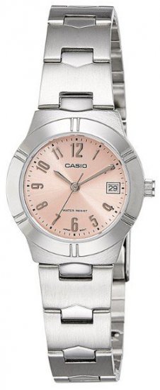 שעון יד אנלוגי לנשים עם רצועת Stainless Steel כסופה Casio LTP-1241D-4A3DF - צבע ורוד