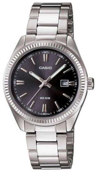 שעון יד אנלוגי לנשים עם רצועת Stainless Steel כסופה Casio Enticer LTP-1302D-1A1VDF - צבע שחור