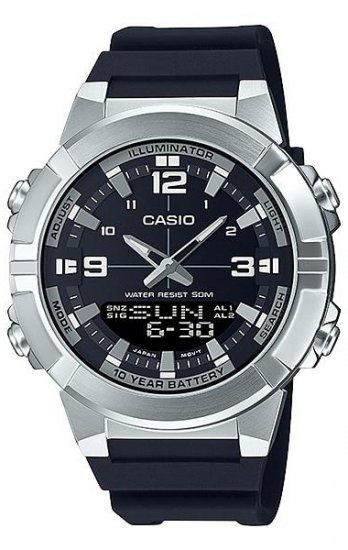 שעון יד אנלוגי-דיגיטלי משולב לגברים Casio AMW-870-1AVDF - צבע שחור / כסוף