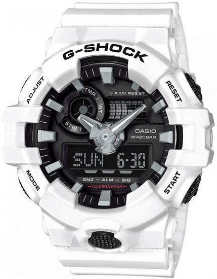 שעון יד אנלוגי-דיגיטלי משולב לגברים Casio G-Shock GA-700-7ADR - צבע לבן