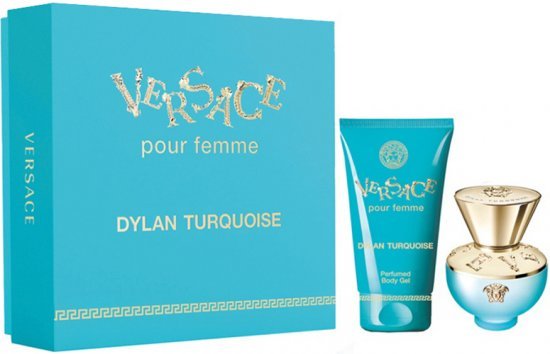 מארז בושם לאישה 50 מ''ל Versace Dylan Turquoise או דה טואלט E.D.T + תחליב גוף 100 מ''ל