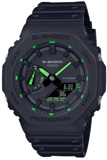 שעון יד דיגיטלי ואנלוגי לגברים עם רצועת שרף Casio G-Shock GA-2100-1A3DR - צבע שחור