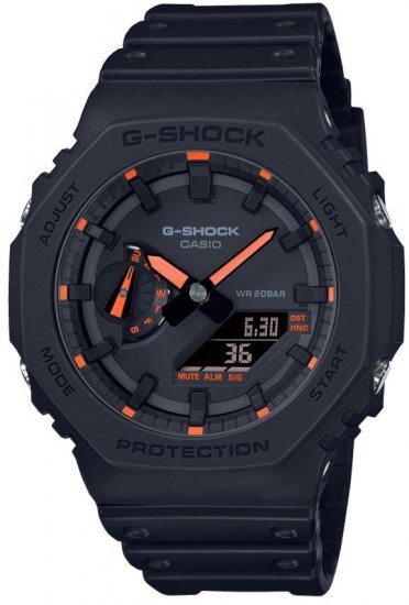 שעון יד דיגיטלי ואנלוגי לגברים עם רצועת שרף Casio G-Shock GA-2100-1A4DR - צבע שחור