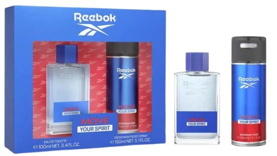 מארז בושם לגבר 100 מ''ל Reebok Set Move Your Spirit או דה טואלט E.D.T + דאודורנט ספריי 150 מ''ל
