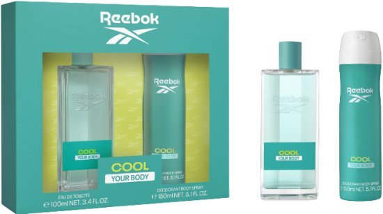 מארז בושם לאישה 100 מ''ל Reebok Set Cool Your Body או דה טואלט E.D.T + דאודורנט ספריי 150 מ''ל