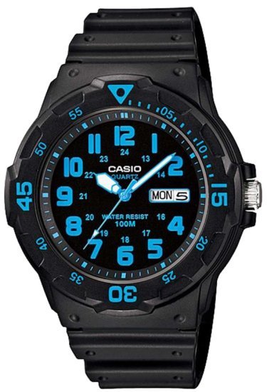 שעון יד אנלוגי לגברים עם רצועת שרף שחורה Casio MRW-200H-2BVDF - צבע שחור