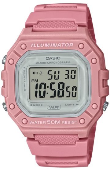 שעון יד דיגיטלי עם רצועת שרף Casio W-218HC-4AVDF - צבע ורוד פסטל