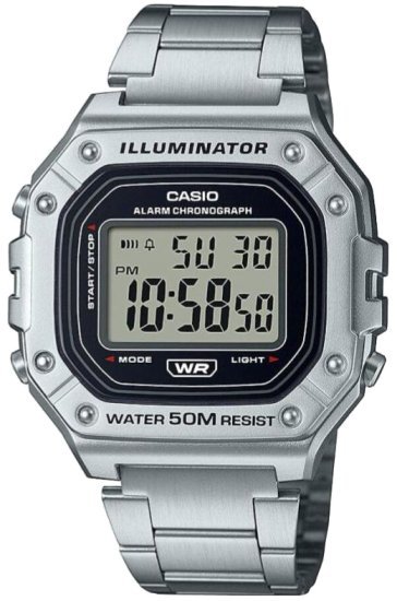 שעון יד דיגיטלי עם רצועת Stainless Steel כסופה Casio W-218HD-1AVDF - צבע שחור / כסוף