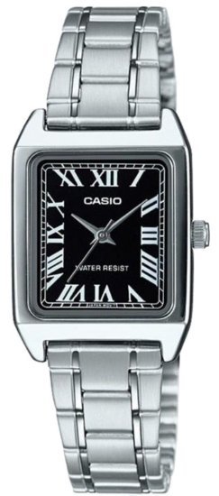 שעון יד אנלוגי לנשים עם רצועת Stainless Steel כסופה Casio LTP-V007D-1BUDF - צבע שחור