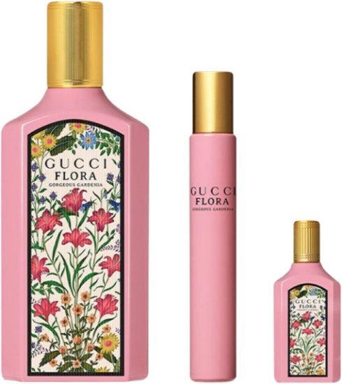 מארז בושם לאישה 100 מ''ל Gucci Flora Gorgeous Gardenia + בושם 10 מ''ל + בושם 5 מ''ל או דה פרפיום E.D.P