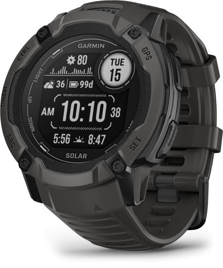 שעון חכם Garmin Instinct 2X Solar 50mm Rugged GPS - צבע גרפיט - כולל ממשק מלא בעברית - שנתיים אחריות יבואן רשמי על ידי רונלייט
