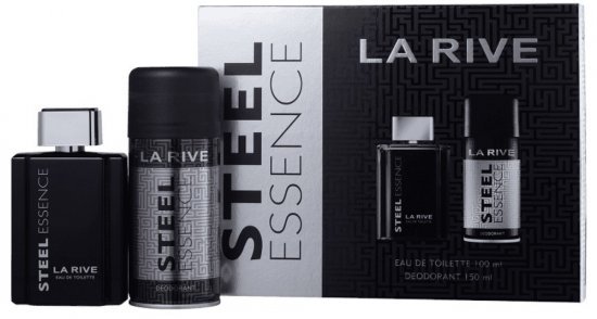 מארז בושם לגבר 100 מ''ל La Rive Steel Essence או דה טואלט E.D.T + דאודורנט ספריי 150 מ''ל