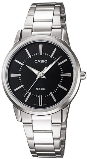 שעון יד אנלוגי לאישה עם רצועת Stainless Steel כסופה Casio Enticer LTP-1303D-1AVDF - צבע שחור