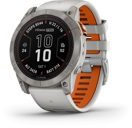 שעון חכם Garmin fenix 7X Pro Sapphire Solar Edition 51mm - טיטניום עם רצועה בצבע Fog Gray / Ember Orange - כולל תמיכה מלאה בעברית - שנתיים אחריות יבואן רשמי על ידי רונלייט