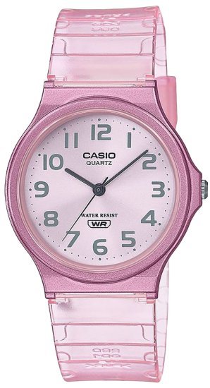 שעון יד אנלוגי עם רצועת שרף שקופה Casio MQ-24S-4BDF - צבע ורוד