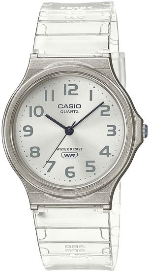 שעון יד אנלוגי עם רצועת שרף שקופה Casio MQ-24S-7BDF - צבע לבן
