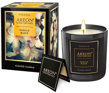 נר ריחני דגם Premium Candles בניחוח Vanilla Black מבית areon - משקל 200 גרם