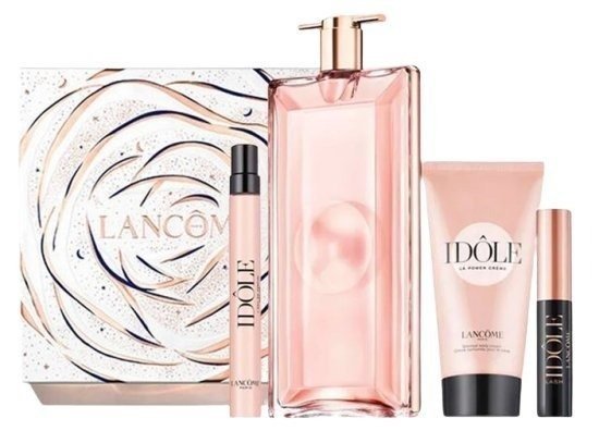 מארז בושם לאישה 100 מ''ל Lancome Idole + בושם 10 מ''ל או דה פרפיום E.D.P + קרם גוף 50 מ''ל + מסקרה 2.5 מ"ל