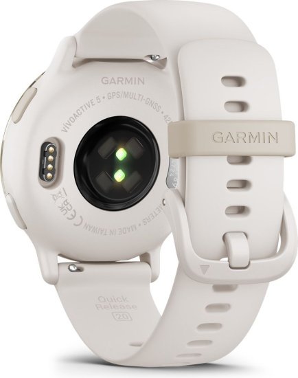 שעון חכם Garmin Vivoactive 5 - רצועה בצבע שנהב עם מסגרת בצבע Cream Gold Aluminum - כולל תמיכה מלאה בעברית - שנתיים אחריות יבואן רשמי על ידי רונלייט