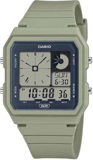 שעון יד אנלוגי-דיגיטלי משולב יוניסקס עם רצועת Casio LF-20W-3ADF Biomass - צבע ירוק