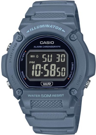 שעון יד דיגיטלי עם רצועת שרף Casio W-219HC-2BVDF - צבע כחול