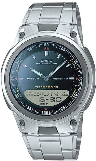 שעון יד אנלוגי-דיגיטלי לגברים עם רצועת Stainless Steel כסופה Casio AW-80D-1AVDF - צבע כסוף ושחור