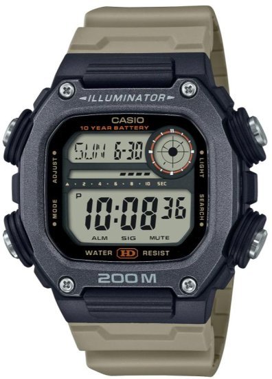 שעון יד דיגיטלי עם רצועת שרף Casio DW-291HX-5AVDF - צבע חאקי / שחור