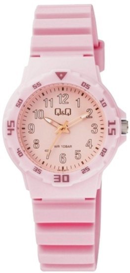 שעון יד אנלוגי לילדים עם רצועת שרף Q&Q VR19J017Y - צבע ורוד
