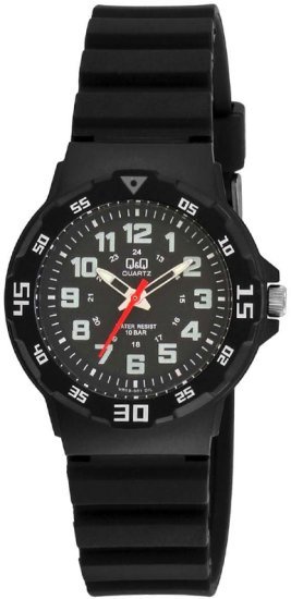 שעון יד אנלוגי לילדים עם רצועת שרף Q&Q VR19J001Y - צבע שחור