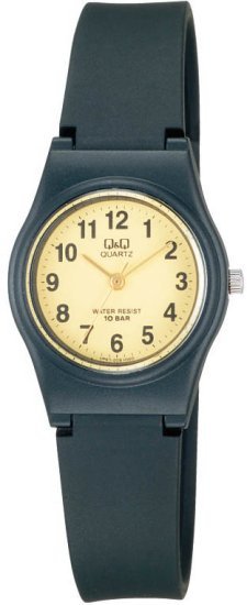 שעון יד אנלוגי לילדים עם רצועת שרף Q&Q VP47J008Y - צבע שחור וזהב