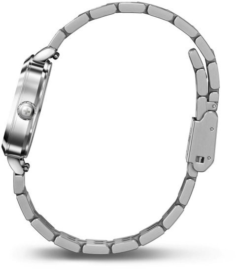 שעון יד אנלוגי לנשים קוטר 27 מ''מ עם רצועה כסופה דגם Vintage Classic‏ Wenger - צבע לוח תצוגה תכלת