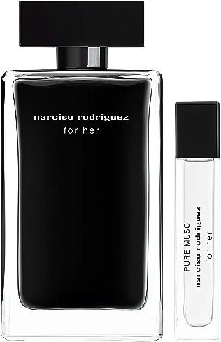 מארז בושם לאישה 100 מ''ל Narciso Rodriguez For Her או דה טואלט E.D.T + בושם 10 מ''ל Pure Musc או דה פרפיום E.DP
