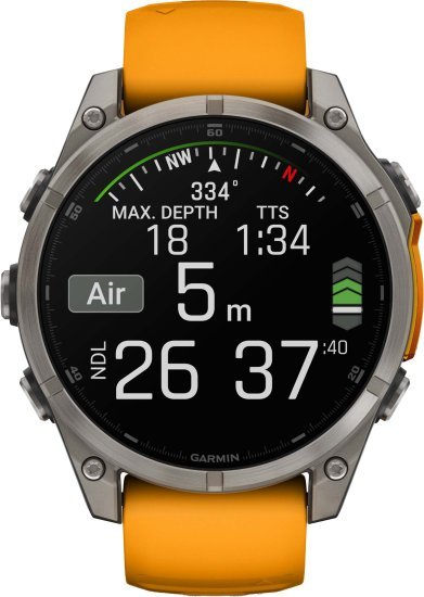 שעון חכם Garmin Fenix 8 AMOLED 47mm - טיטניום עם רצועת סיליקון כתומה - כולל תמיכה מלאה בעברית - אחריות יבואן רשמי על ידי רונלייט